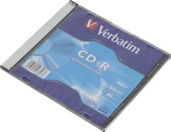 Диск CD-R Verbatim 700Mb 52x Slim case (1шт) (43347)