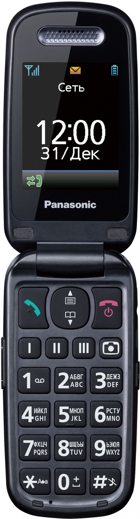 Мобильный телефон Panasonic TU456 черный раскладной 1Sim 2.4