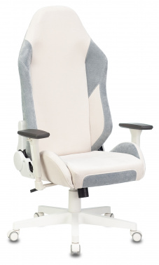 Кресло игровое Zombie EPIC PRO Fabric белый, серо-голубой с подголов. крестовина пластик пластик белый