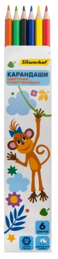 Карандаши цв. Silwerhof Веселые друзья 2.6мм шестигран. пластик ассорти 6цв. коробка/европод.