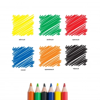 Карандаши цв. Silwerhof Веселые друзья 2.6мм шестигран. пластик ассорти 6цв. коробка/европод.