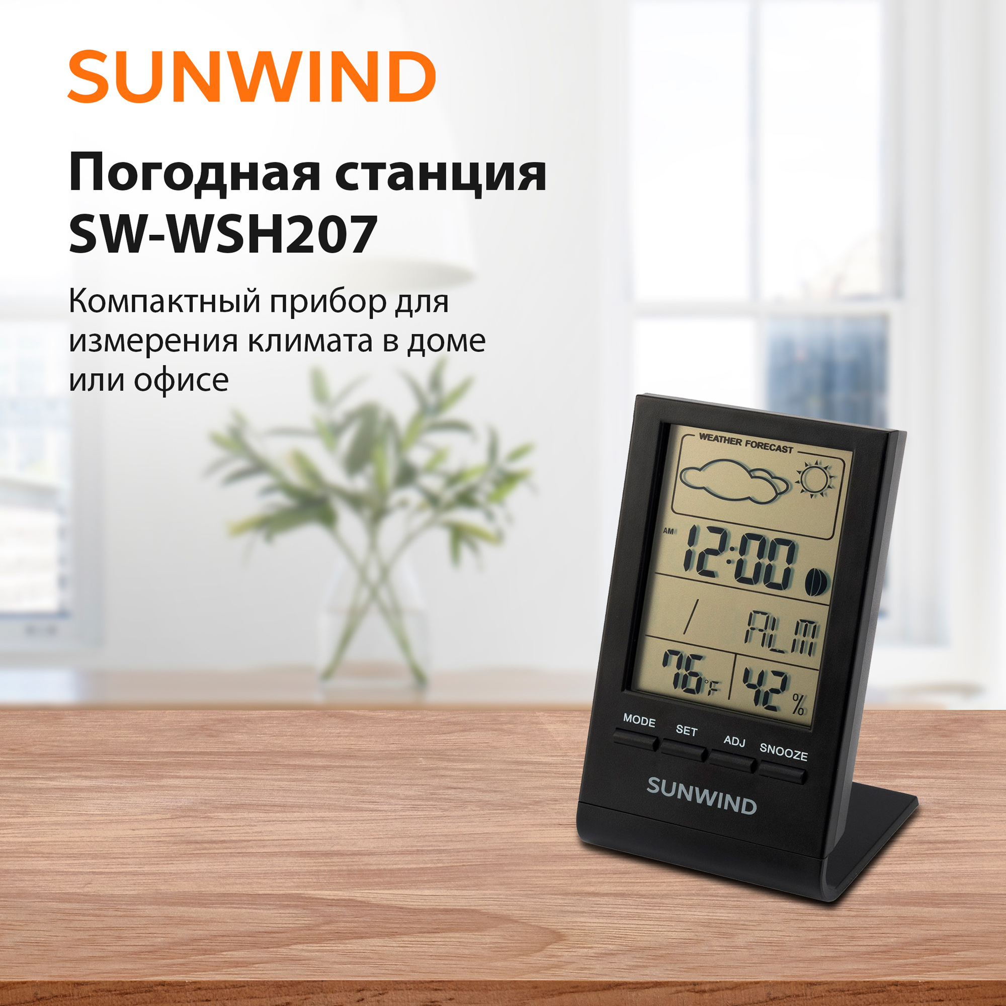 Термометр SunWind SW-WSH207 черный