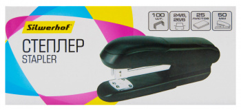 Степлер Silwerhof 24/6 26/6 (25листов) черный 100скоб закрытый/открытый