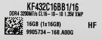 Память DDR4 16Gb 3200MHz Kingston  KF432C16BB1/16