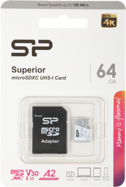 Флеш карта microSDXC 64GB Silicon Power  SP064GBSTXDA2V20SP
