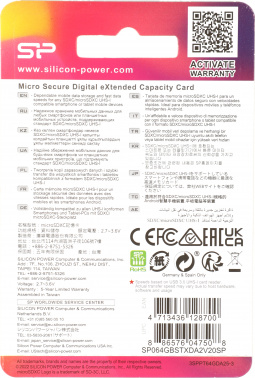 Флеш карта microSDXC 64GB Silicon Power  SP064GBSTXDA2V20SP