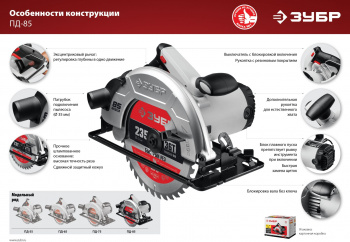 Циркулярная пила (дисковая) Зубр ПД-85