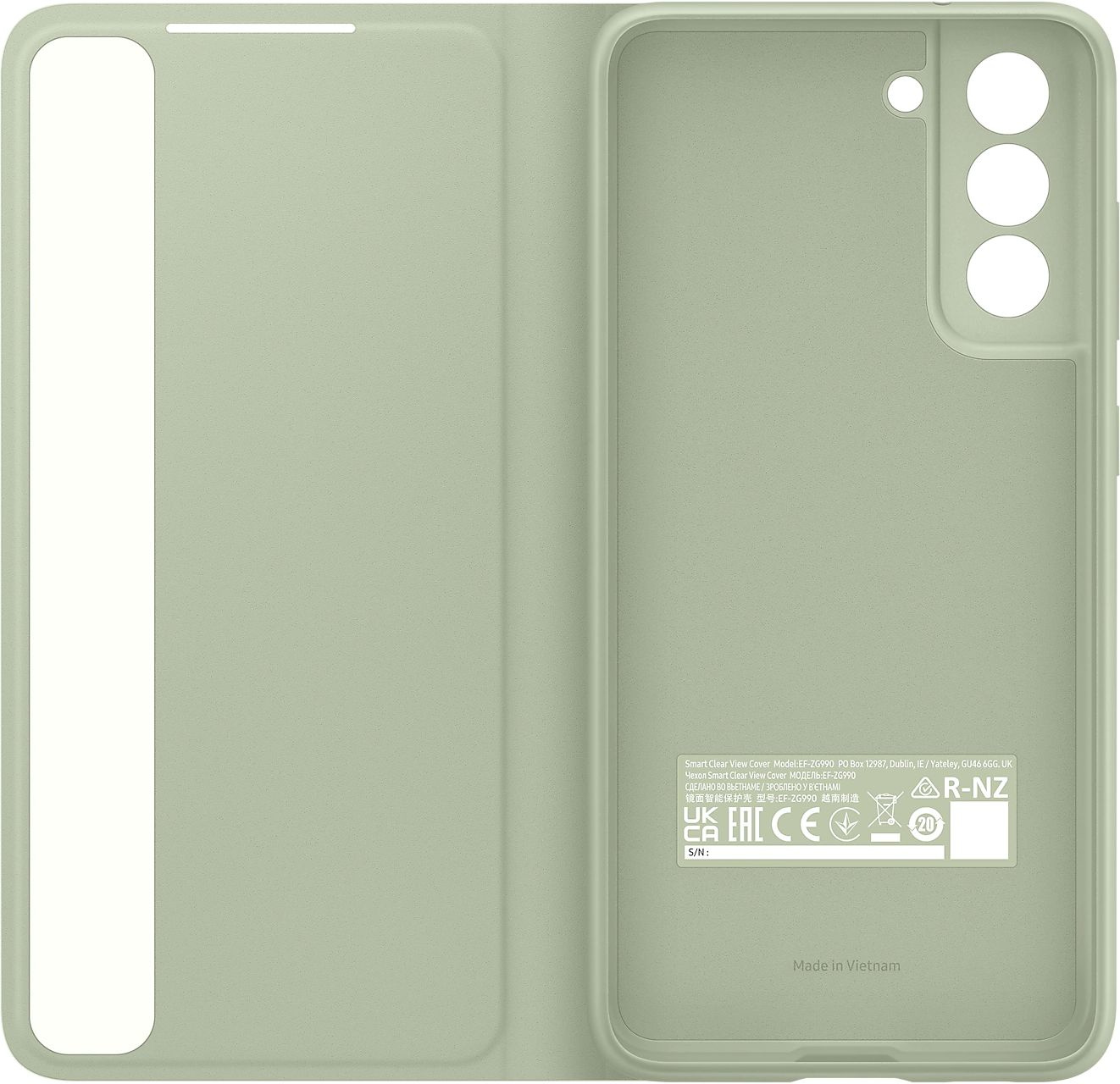 Чехол (флип-кейс) Samsung для Samsung Galaxy S21 FE Smart Clear View Cover  оливковый (EF-ZG990CMEGRU)