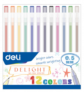 Набор ручек гелев. Deli Delight EG119-12C