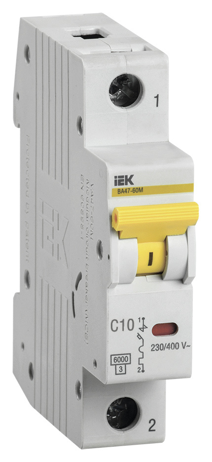 Выключатель автоматический IEK ВА47-60M MVA31-1-010-C 10A тип C 6kA 1П 230В 1мод белый (упак.:1шт)