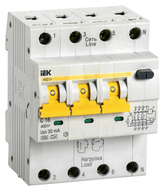 Выключатель автом. дифф. тока IEK MAD22-6-016-C-30  АВДТ 34