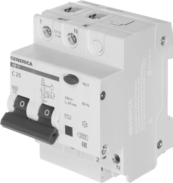 Выключатель автом. дифф. тока IEK MAD15-2-025-C-030  АД12 Generica