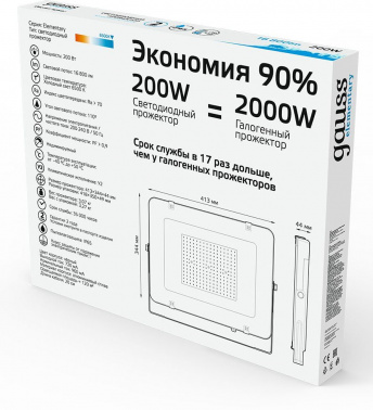Прожектор уличный Gauss Elementary светодиодный 200Втчерный (691511200)