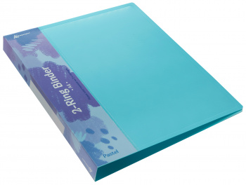 Папка на 2-х кольцах Бюрократ Pastel PAST0812/2RBLUE A4 пластик 0.5мм кор.27мм торц.карм с бум. встав голубой