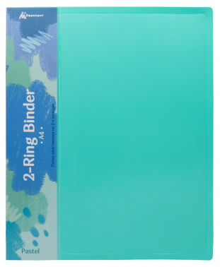 Папка на 2-х кольцах Бюрократ Pastel PAST0812/2RGRN A4 пластик 0.5мм кор.27мм торц.карм с бум. встав мятный