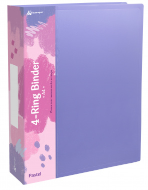 Папка панорама на 4-х кольцах Бюрократ Pastel PAST0740/4RVIO A4 пластик 0.7мм кор.40мм торц.карм с бум. встав фиолетовый