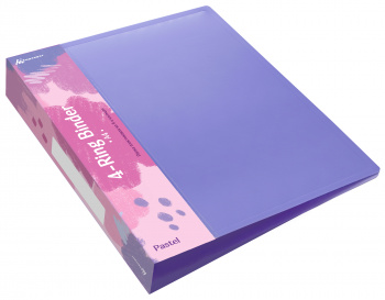 Папка панорама на 4-х кольцах Бюрократ Pastel PAST0740/4RVIO A4 пластик 0.7мм кор.40мм торц.карм с бум. встав фиолетовый