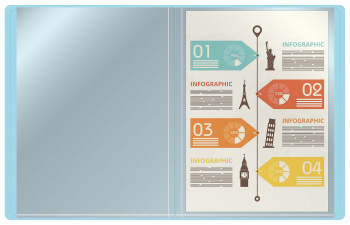 Папка с 10 прозр.вклад. Бюрократ Pastel PAST10BLUE A4 пластик 0.5мм торц.карм с бум. встав голубой