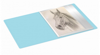 Папка с 10 прозр.вклад. Бюрократ Pastel PAST10BLUE A4 пластик 0.5мм торц.карм с бум. встав голубой