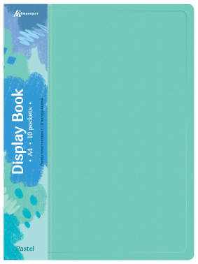 Папка с 10 прозр.вклад. Бюрократ Pastel PAST10GRN A4 пластик 0.5мм торц.карм с бум. встав мятный