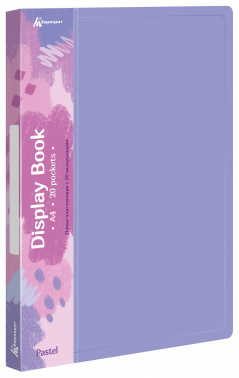 Папка с 20 прозр.вклад. Бюрократ Pastel PAST20VIO A4 пластик 0.5мм торц.карм с бум. встав фиолетовый