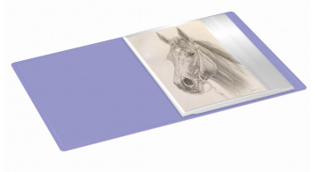 Папка с 20 прозр.вклад. Бюрократ Pastel PAST20VIO A4 пластик 0.5мм торц.карм с бум. встав фиолетовый