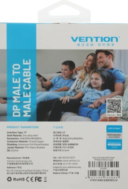 Кабель аудио-видео Vention DisplayPort (m)/DisplayPort (m) 1м. позолоч.конт. черный (HCABF)