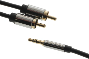 Кабель аудио Vention 2хRCA (m)/Jack 3.5 (m) 2м. позолоч.конт. черный (P550AC200-S)