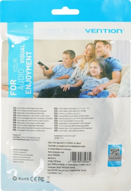 Кабель аудио Vention 2хRCA (m)/Jack 3.5 (m) 2м. позолоч.конт. черный (P550AC200-S)