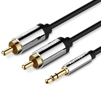 Кабель аудио Vention 2хRCA (m)/Jack 3.5 (m) 3м. позолоч.конт. черный (P550AC300-S)
