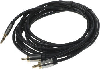 Кабель аудио Vention 2хRCA (m)/Jack 3.5 (m) 3м. позолоч.конт. черный (P550AC300-S)