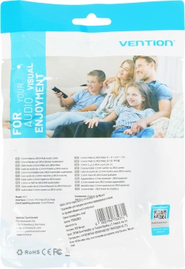 Кабель аудио Vention 2хRCA (m)/Jack 3.5 (m) 3м. позолоч.конт. черный (P550AC300-S)