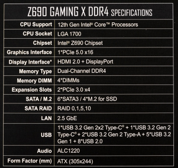 Материнская плата Gigabyte Z690 GAMING X DDR4