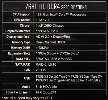 Материнская плата Gigabyte Z690 UD DDR4