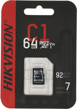Флеш карта microSDXC 64GB Hikvision  HS-TF-C1(STD)/64G/ZAZ01X00/OD