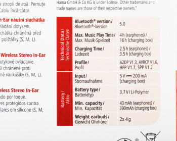 Гарнитура внутриканальные Hama Spirit Chop