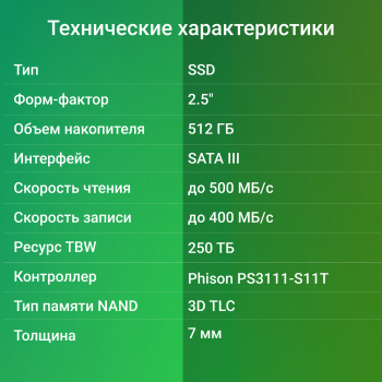 Накопитель SSD Digma SATA-III 512GB DGSR2512GP13T
