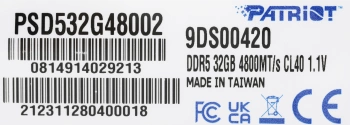 Память DDR5 32GB 4800MHz Patriot  PSD532G48002