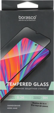 Защитное стекло для экрана BoraSCO черный для Realme 8i 2.5D антиблик. 1шт. (40728)