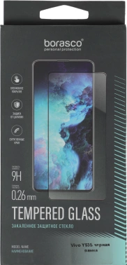 Защитное стекло для экрана BoraSCO черный для Vivo Y53S 2.5D антиблик. 1шт. (40724)