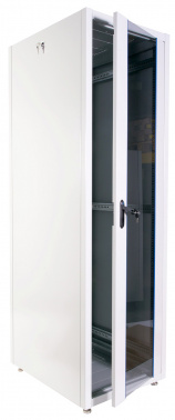 Шкаф серверный ЦМО (ШТК-Э-42.8.10-13АА) напольный 42U 800x1000мм пер.дв.стекл 2 бок.пан. металл направл.под закл.гайки 710кг серый 915мм 109кг 180град. 1987мм IP20 сталь