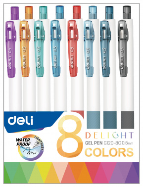 Набор ручек гелев. Deli Delight EG120-8C