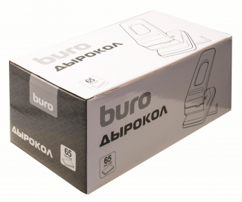 Дырокол Buro макс.:65лист. металл черный отв.:2 с линейкой