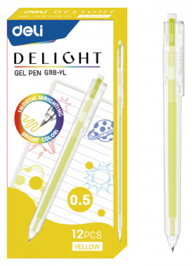 Ручка гелев. Deli Delight EG118-YL