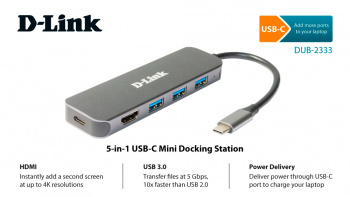 Разветвитель USB-C D-Link DUB-2333