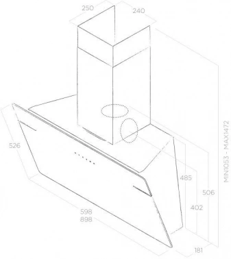 Вытяжка каминная Elica L`essenza BL/A/90