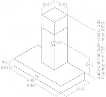Вытяжка каминная Elica Spot NG H6 IX/A/90
