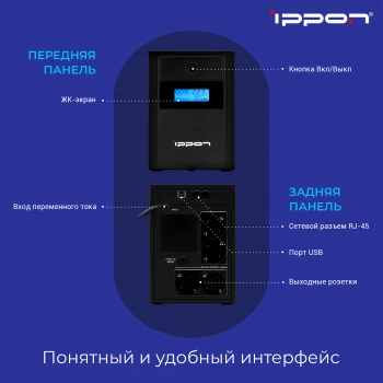 Источник бесперебойного питания Ippon Back Basic 1200 LCD Euro