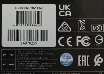 Накопитель SSD A-Data SATA-III 1TB ASU650NS38-1TT-C