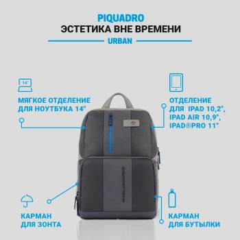 Рюкзак Piquadro Urban CA3214UB00/NGR черный/серый кожа